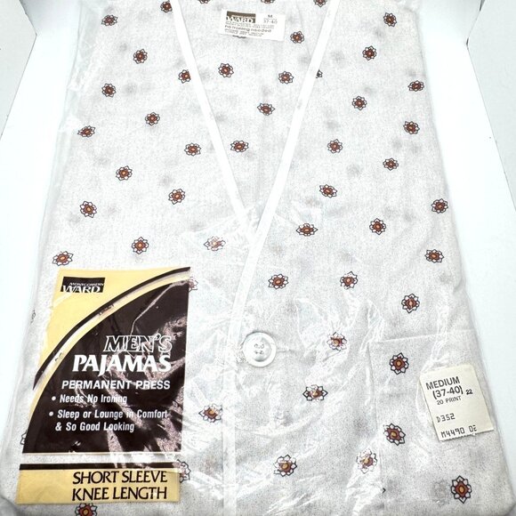 Montgomery Ward Mens Short Sleeve Knee-Length Pajamas M 37-40 New Old Stock Vtg - Picture 1 of 7